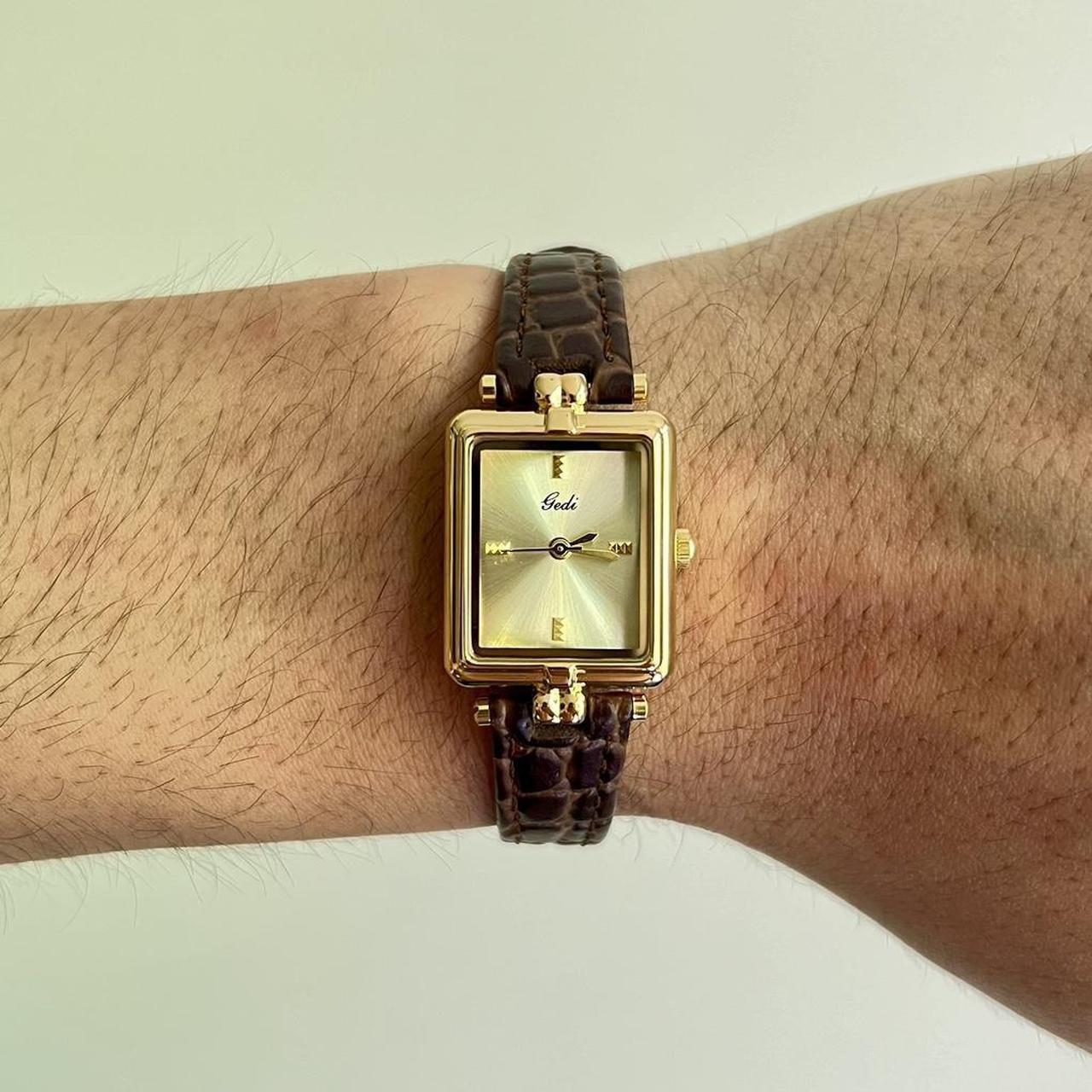 Classy Sporty Rich Square Brown Leather Luxury Watch