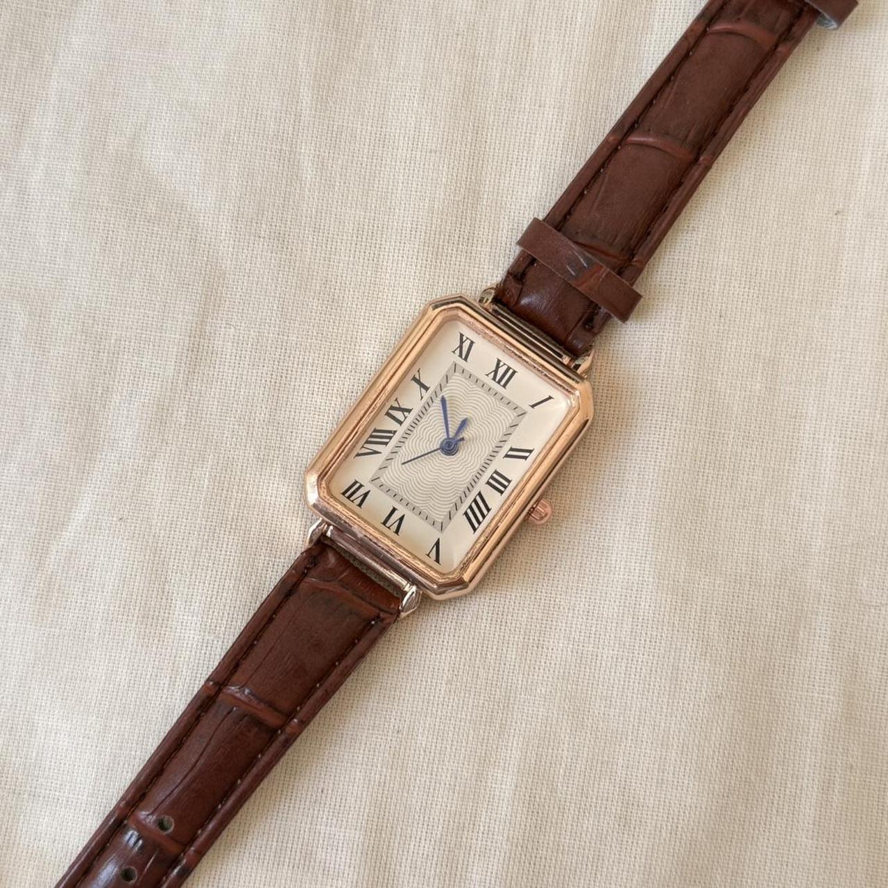 Y2K Vintage Rectangle Brown Leather Watch