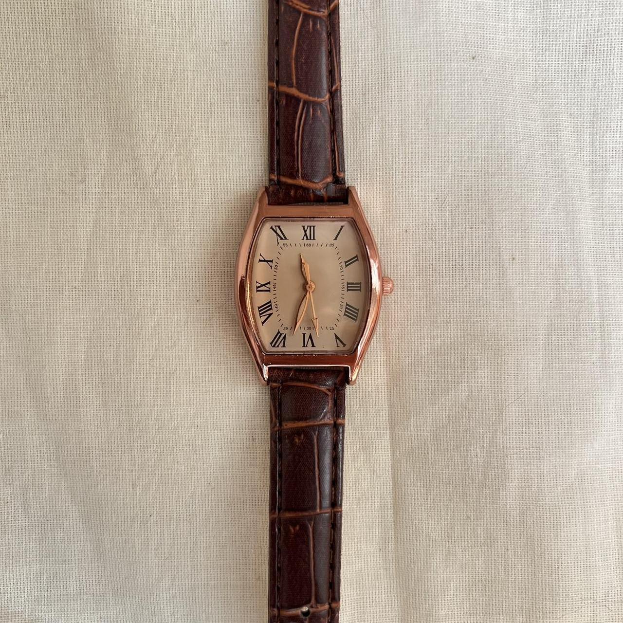 Vintage Style Classy Rectangle Brown Leather Luxury Watch