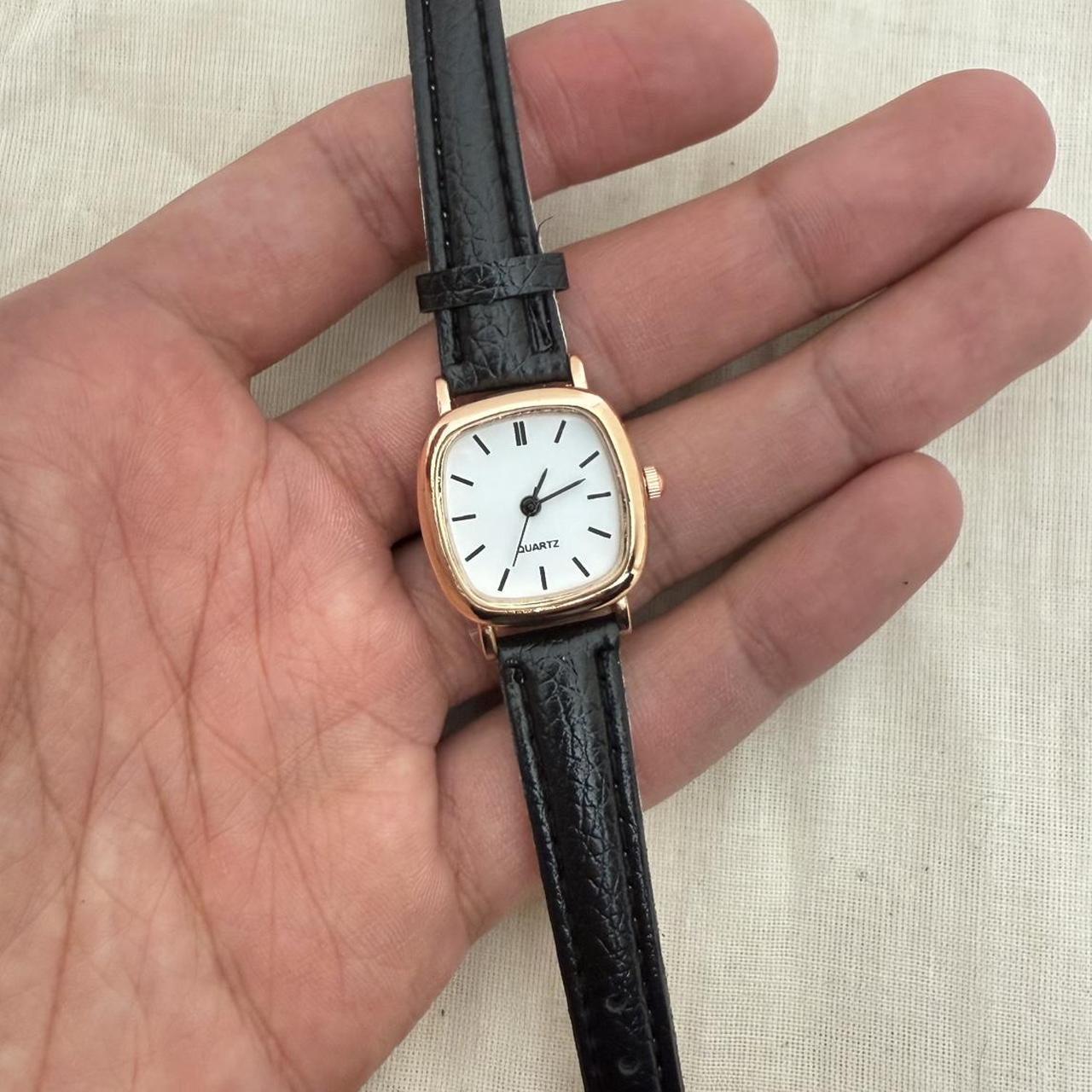 Cute Rectangle Black Leather Quartz Luxury Watch