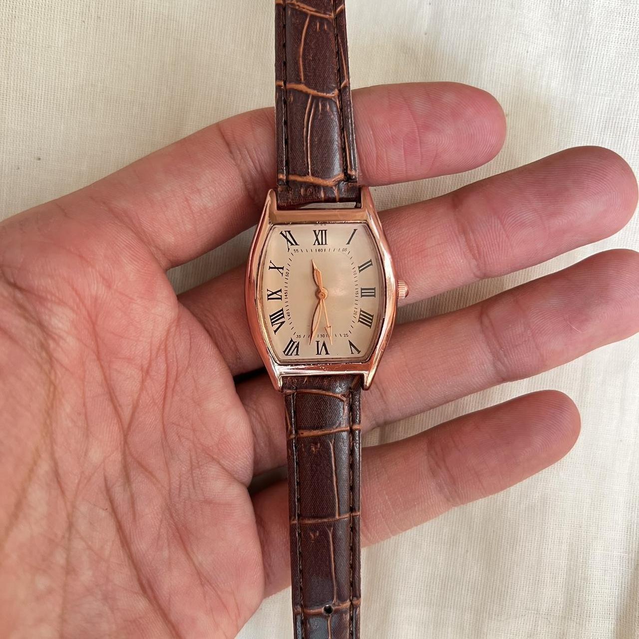 Vintage Style Classy Rectangle Brown Leather Luxury Watch