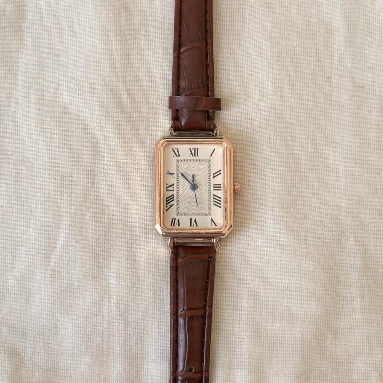 Y2K Vintage Rectangle Brown Leather Watch