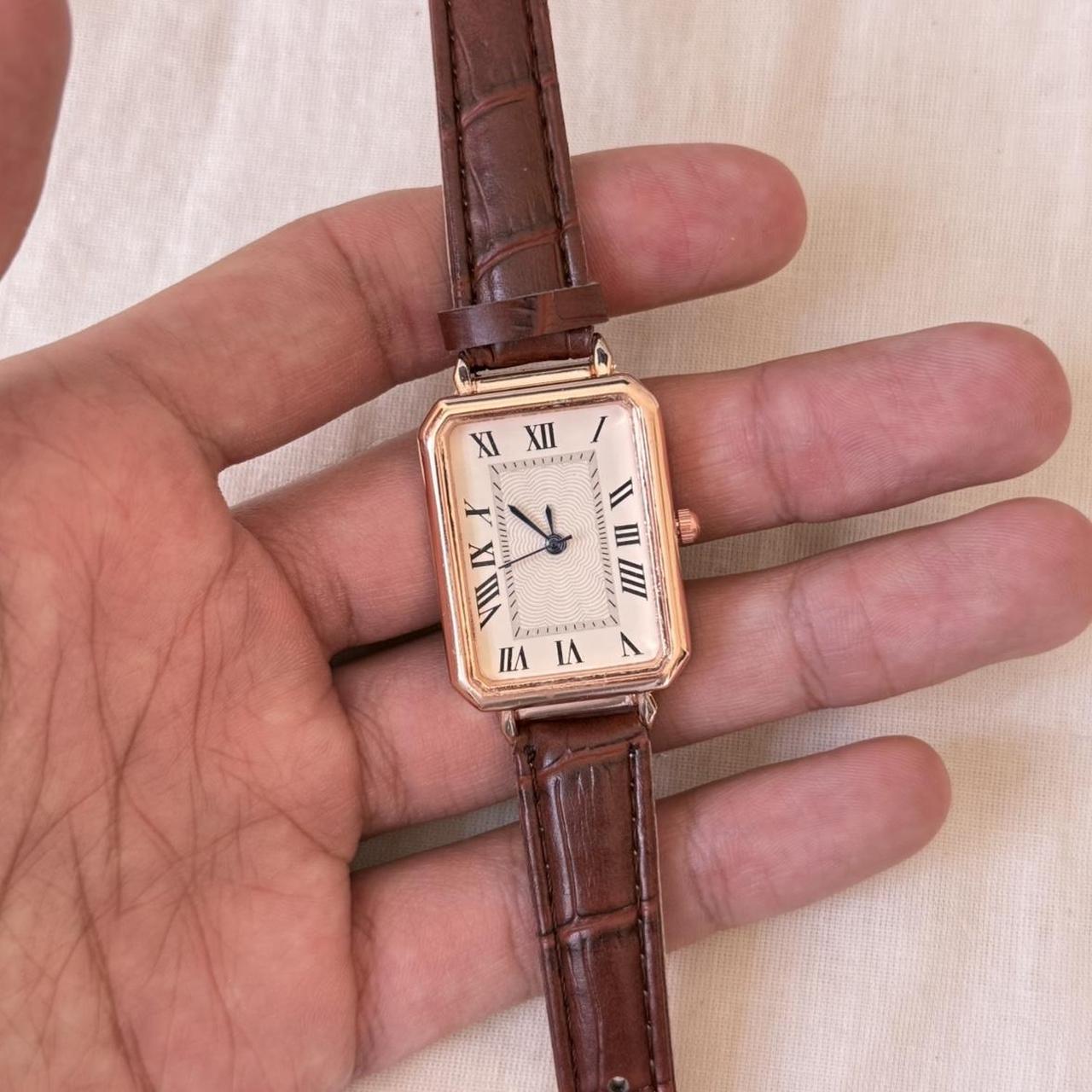 Y2K Vintage Rectangle Brown Leather Watch